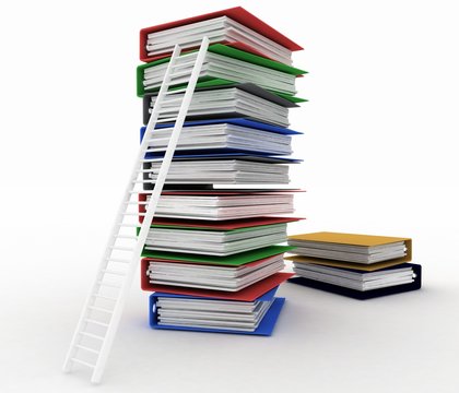 Folders and ladder. Conception of career advancement