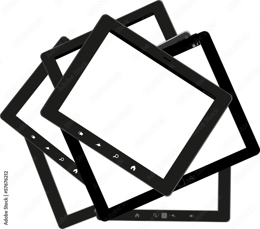 Poster set of tablet computers with blank screen
