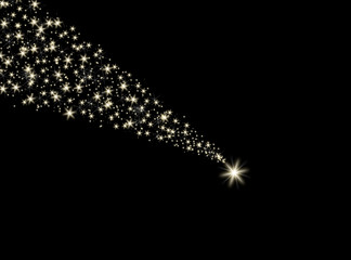 Falling star on the black background
