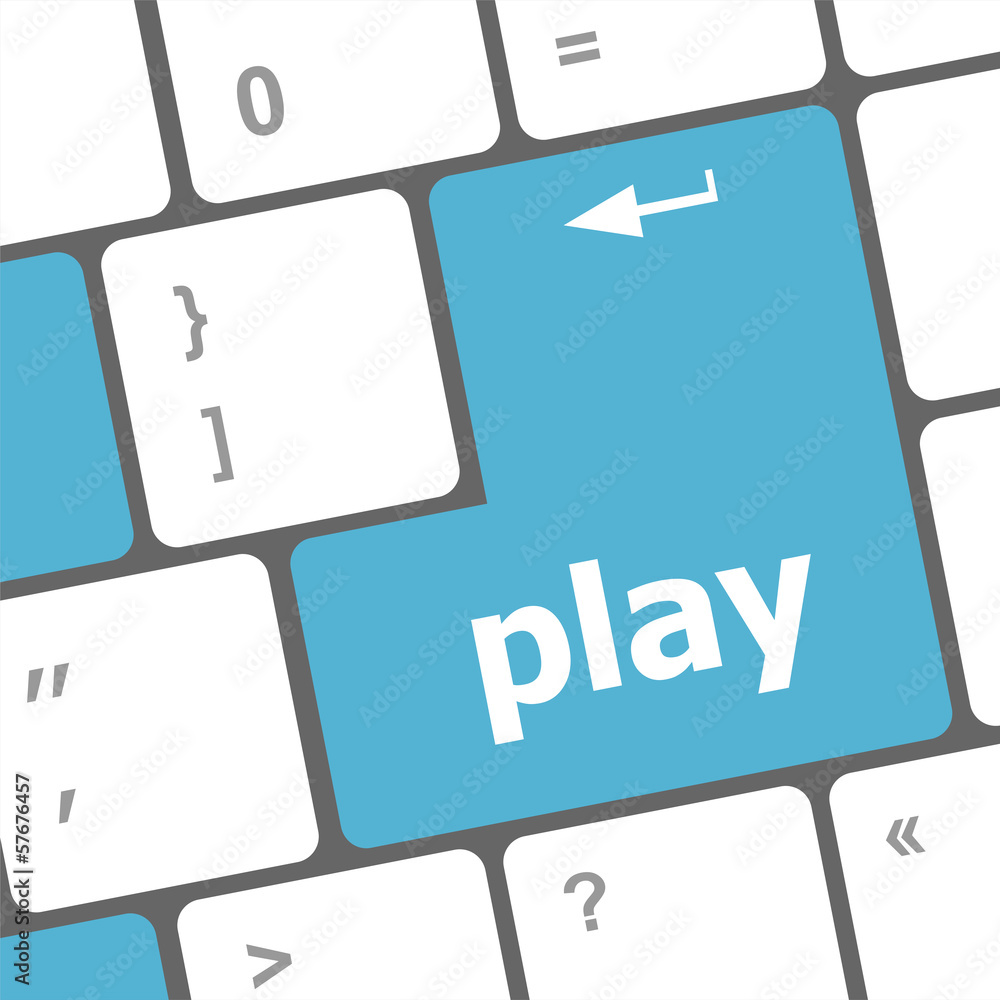 Poster play word on computer keyboard button