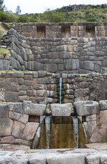 Waterfall ending source, a construction of the Incas in Peru