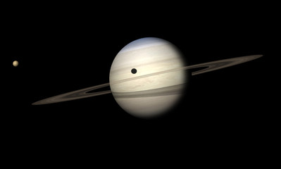 Titan and Saturn © Stockbym