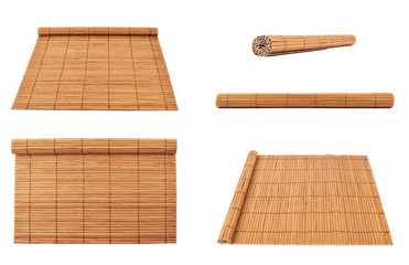 Rolled straw mat isolated