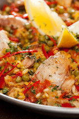 paella with rabbit in a pan