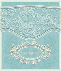 Invitation or Frame in  background in pastel blue