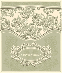 Invitation or Frame with floral background in pastel colors
