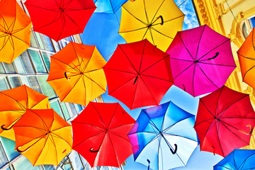 Colorful umbrellas as street decoration