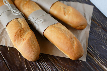 baguettes on wrapping paper