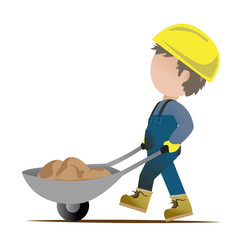 Very Detailed Drawn Builder Worker - Isolated On White