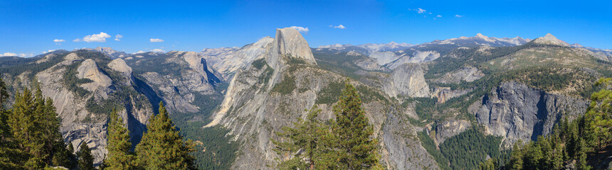 Yosemite Valley Panorama with Half Dome, California - obrazy, fototapety, plakaty