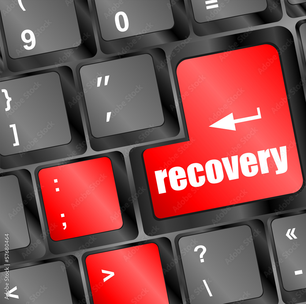 Poster key with recovery text on laptop keyboard button