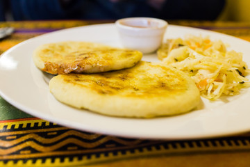 papusas in nice Mexican restaurant