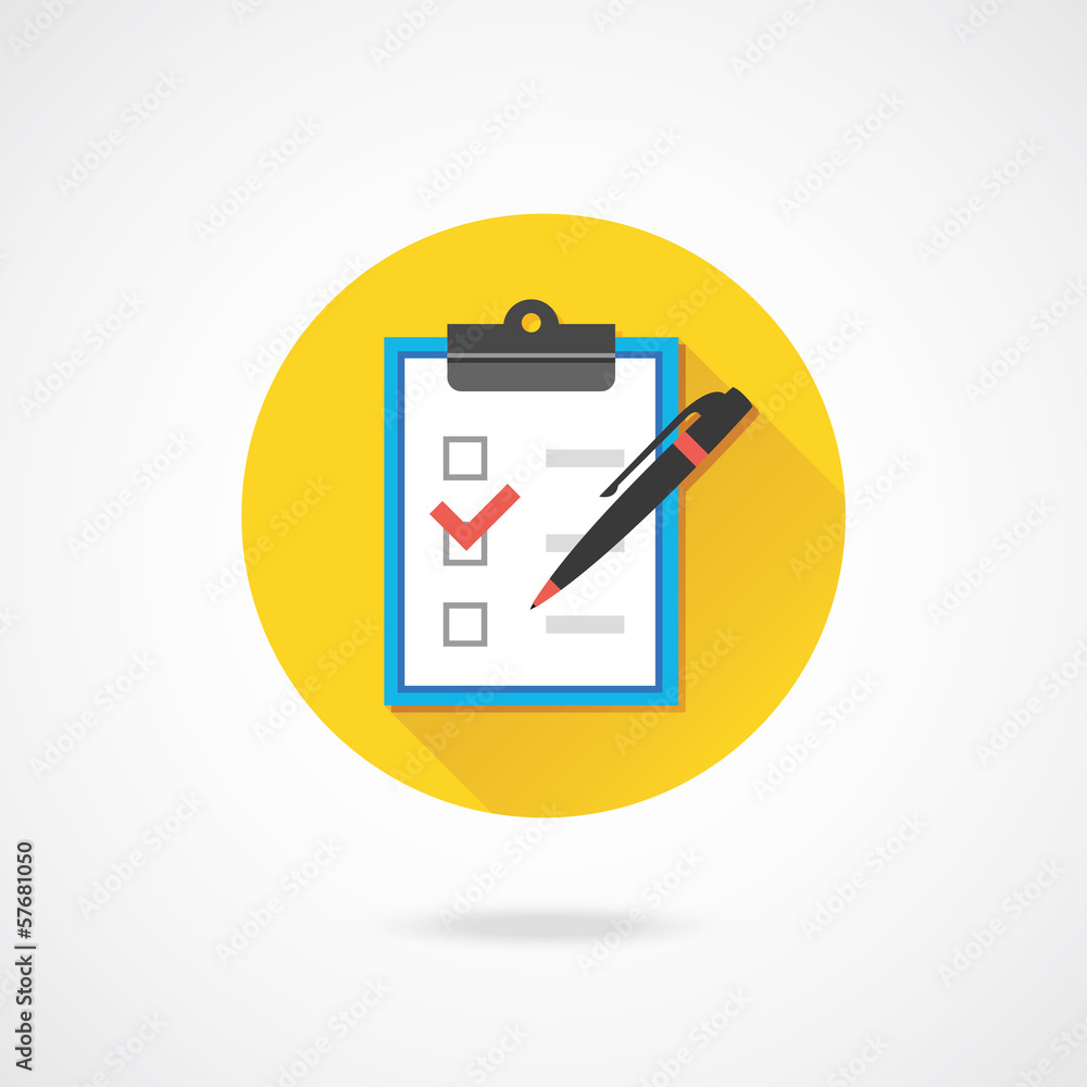 Poster vector form with pen and checkboxes icon