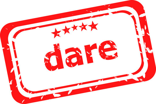 dare word on red rubber old business stamp