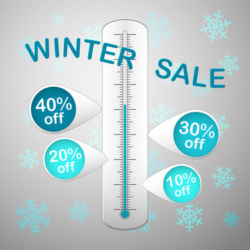 winter sale thermometer snowflakes