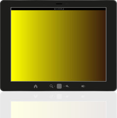 tablet pc with abstract yellow screen
