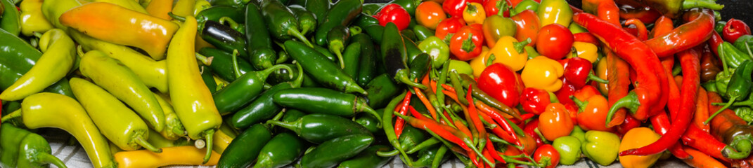 Hot peppers on display ready to use