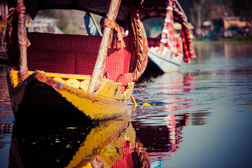 Shikara boat in Dal lake , Kashmir India