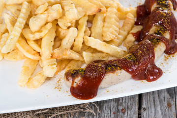 Fresh made Currywurst