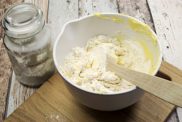 Baking homemade Christmas shortbread cookies
