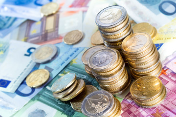 euro money stacks and bills