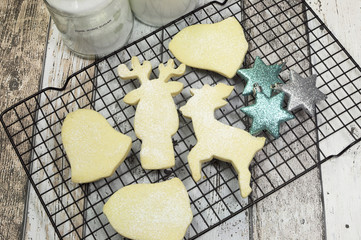 Baking homemade festive Christmas shortbread cookies