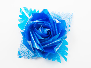 Blue gift bows with ribbons