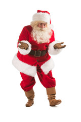 Happy Christmas Santa Claus with a funky welcome gesture
