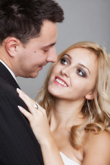 couple of lovers groom and bride studio shot