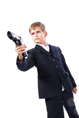 Naklejka premium Boy with a weapon