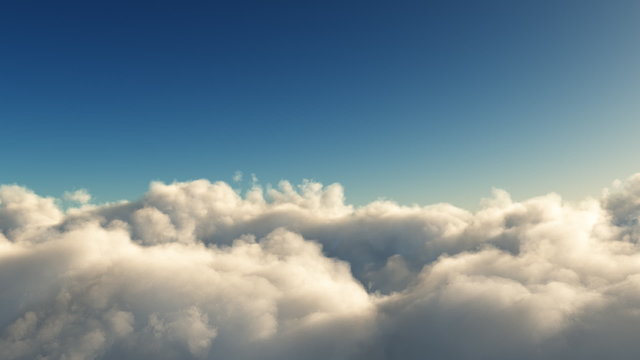 Flying above the clouds. Loop-ready 3d animation