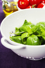 Fresh basil and ingredients