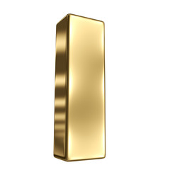 Letter I from gold solid alphabet