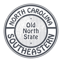 Grunge rubber stamp with name of North Carolina, Southeastern