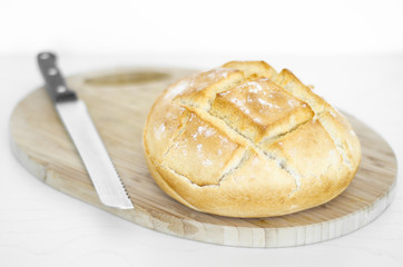 Traditional bread, loaf of bread homemade.