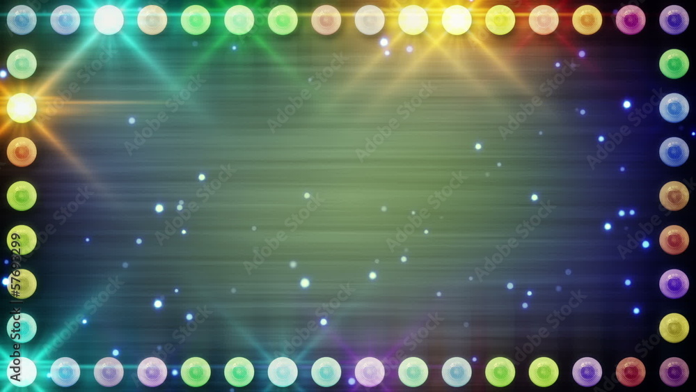 Poster frame of multicolor lighting bulbs loop