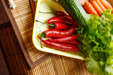Vegetables on the kitchen table