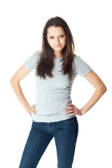 Portrait of pretty young brunette woman