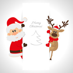 Fototapeta na wymiar Santa Claus and reindeer with space for text