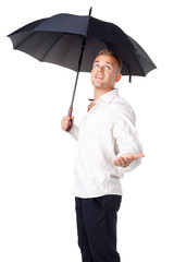 young man under an umbrella