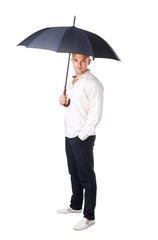 young man under an umbrella