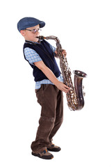 Naklejka premium Saxophonspieler Retrolook