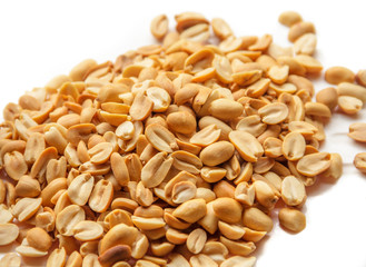 Peeled  peanuts isolated on white background