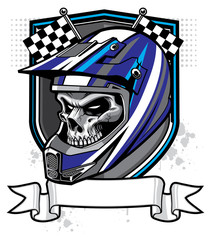 Naklejka premium Skull Rider Wearing Trail Helmet