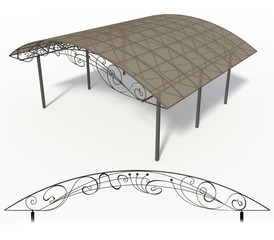 Wrought iron canopy isolated on white background