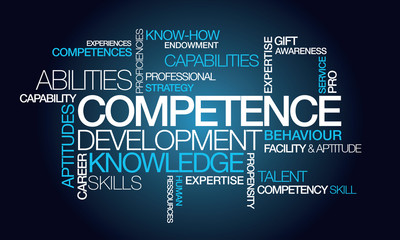 Competence development skills word tag cloud illustration