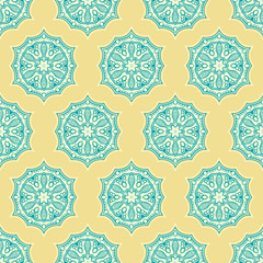 blue and yellow retro flowers