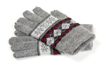 grey gloves isolated on white