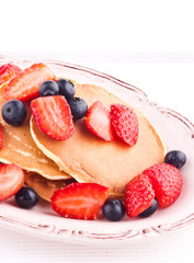pancakes with strawberry and blueberry