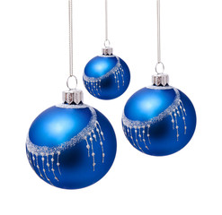 Perfect blue christmas balls isolated on white - 57700611